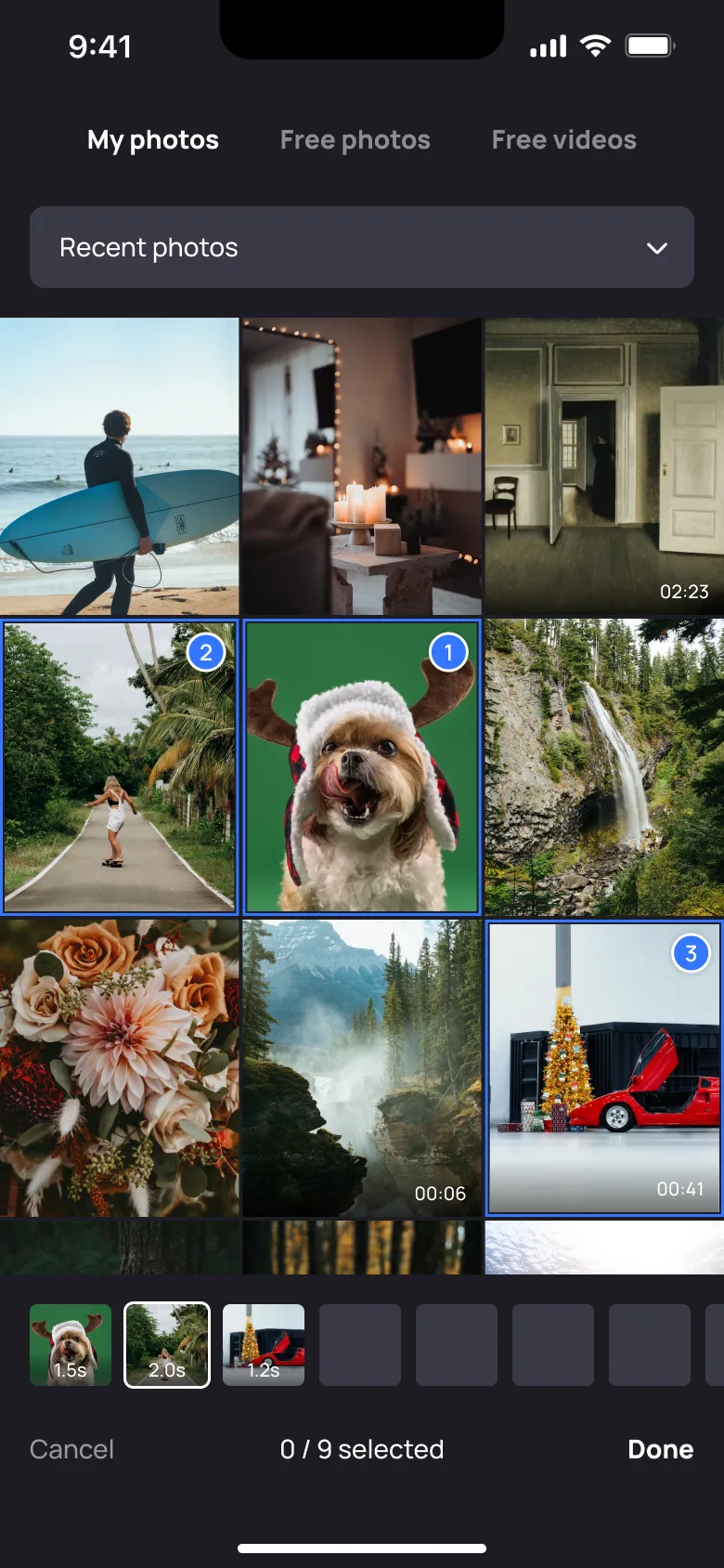 Animi template library, category view