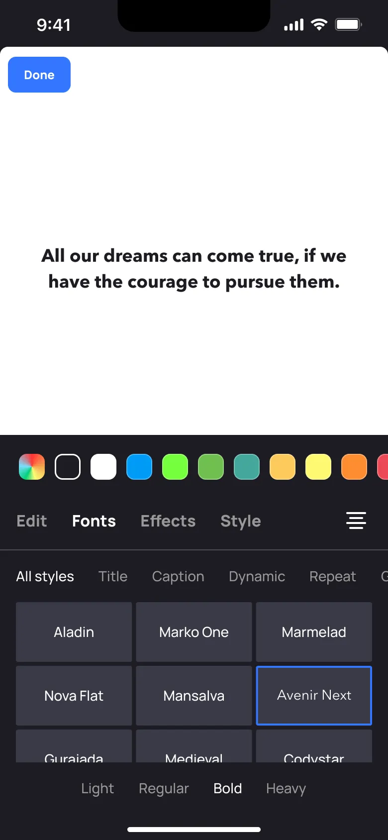 Animi text editing controls